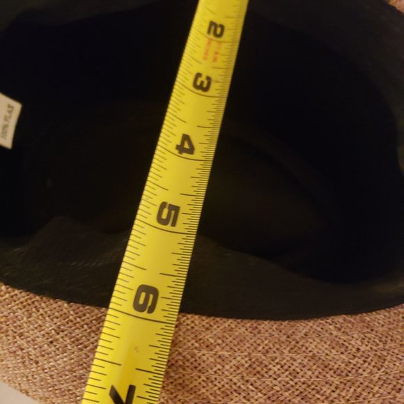 Flax Fedora size 7 1/4 earth brown woven flax linen - Picture 6 of 9